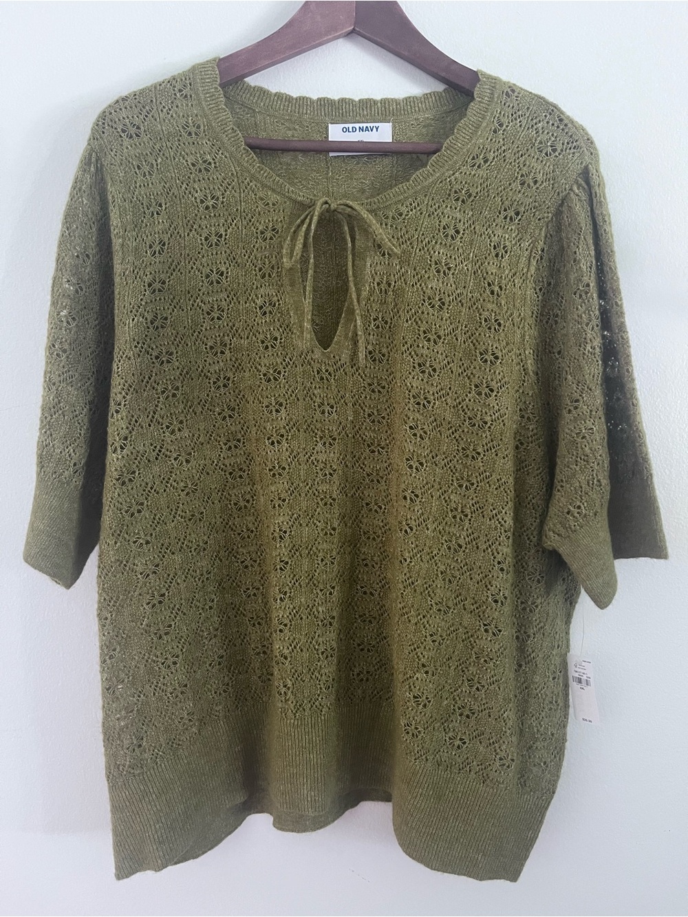 Old Navy Sweater Knit Pointelle Pullover Sweater Green Women's Size XXL NWT